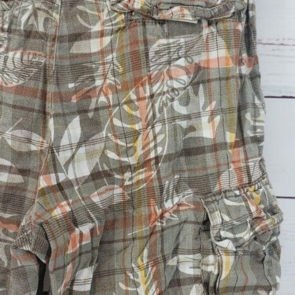 Plugg Boy's Cargo Plaid Leaf Tropical Print Shorts Size 14 - Picture 7 of 8